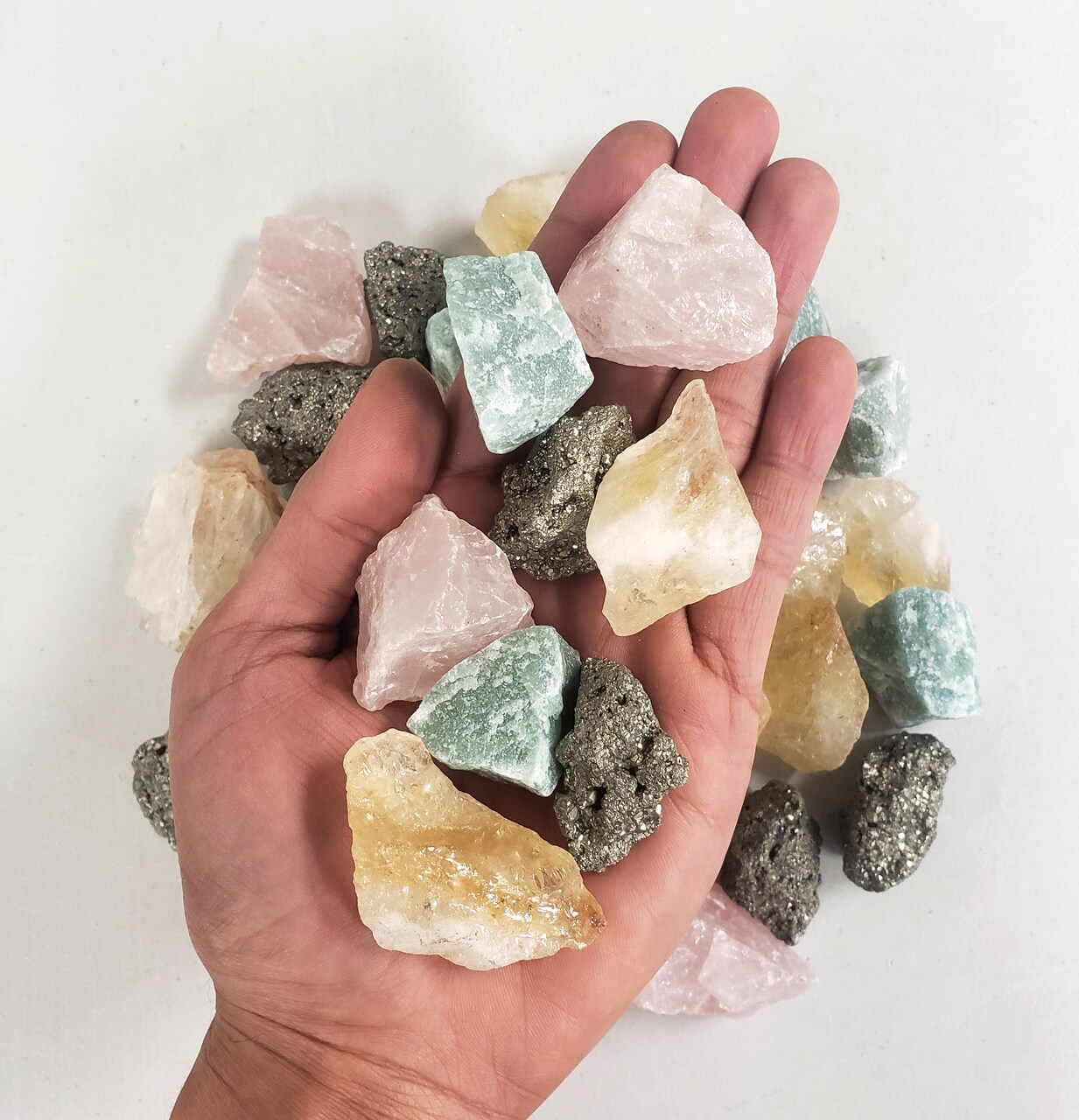 Love & Abundance Medley - Pyrite, Rose Quartz, Citrine, Aventurine Crystals Medley